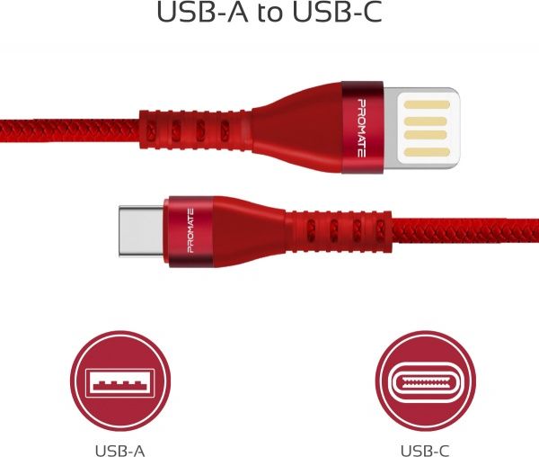 Кабель Promate USB Type-C – USB 1,2 м червоний (vigoray-c.red) 