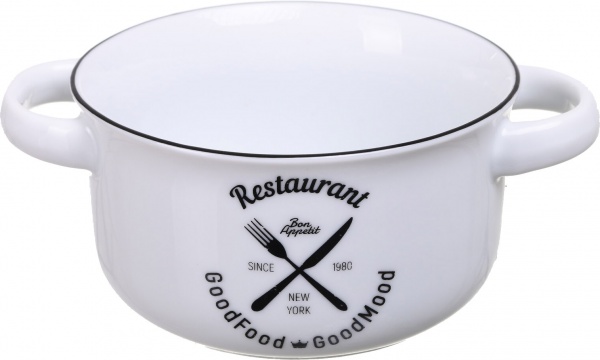 Бульонница с ручками 500 мл дизайн в ассортименте