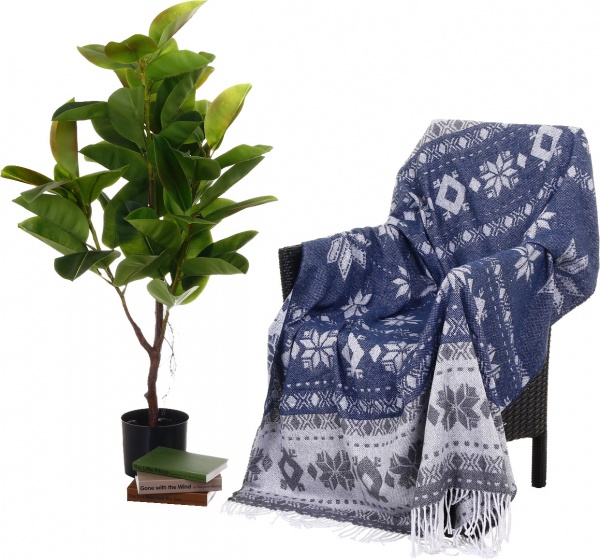 Плед Валенсія NY SNOWFLAKE 140x200 см синий с белым Vladi 