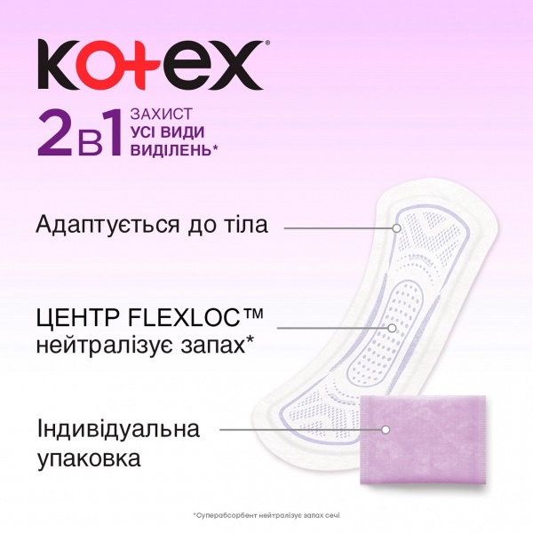 Прокладки ежедневные Kotex 2 в 1 16 шт.