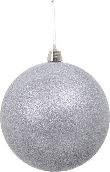 Куля пластикова з присипкою 20 см срібний