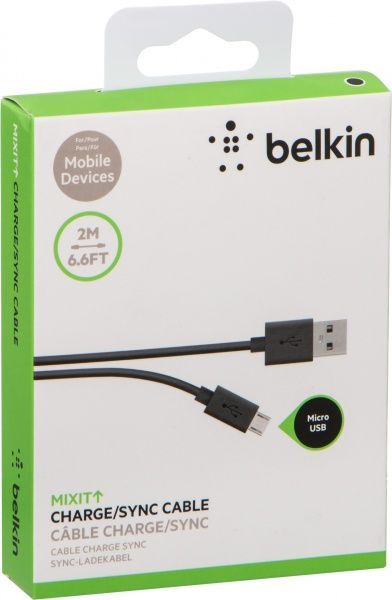 Кабель Belkin USB – microUSB 2 м чорний (F2CU012bt2M-BLK) 