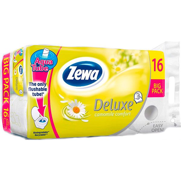 Туалетная бумага Zewa Deluxe Chamomile Comfort трехслойная 16 шт.