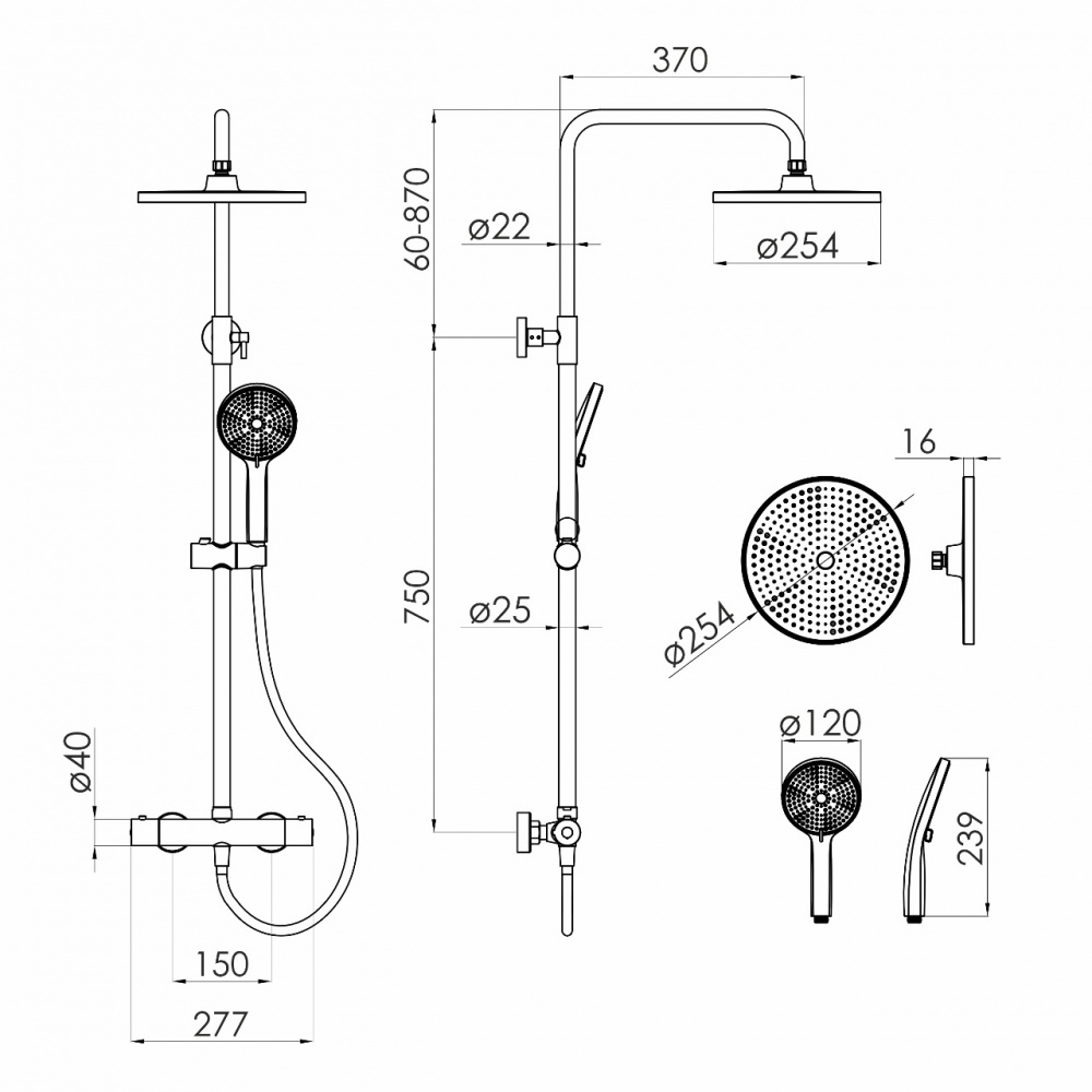 Душевая система Imprese CENTRUM AR (термостат для душа), черный матовый