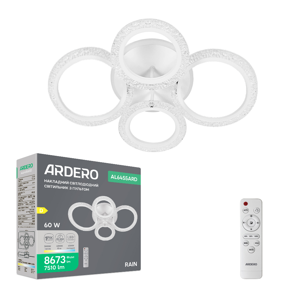 Люстра світлодіодна ARDERO Rain 4xLED-модуль білий AL6455