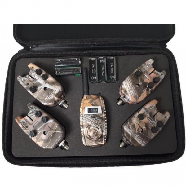 Сигналізатор клювання Sam's Fish Набір в кейсі (з пейджером) Camo 4+1 SF23997