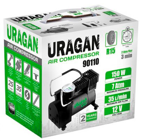 Компресcор автомобильный URAGAN 150 Вт 90110