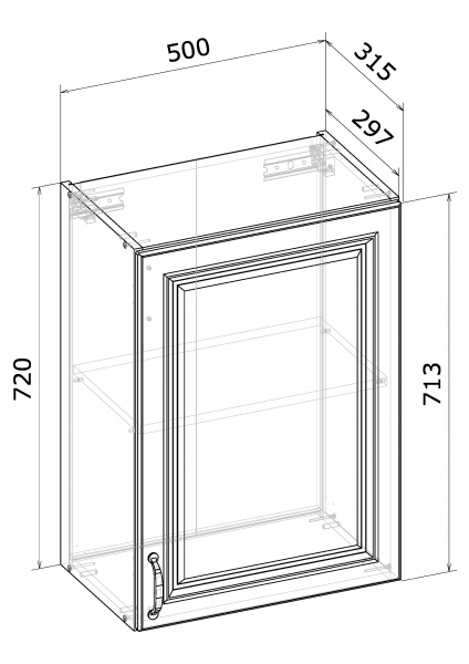 Шкаф верхний МС Глория В 50х72х31,5 см белый/дуб артизан Грейд
