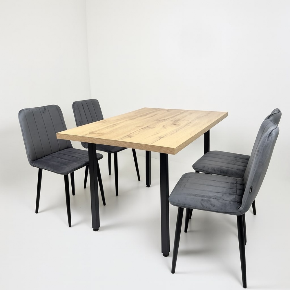 Стілець TWINSANN Міо 450x600x830 мм (ніжки конусні метал) сірий / чорний