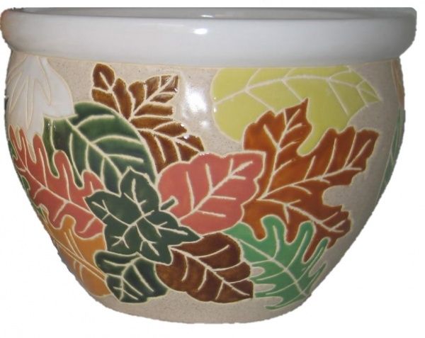 Горщик керамічний з піддоном (2460б) круглий 12 л різнокольоровий 