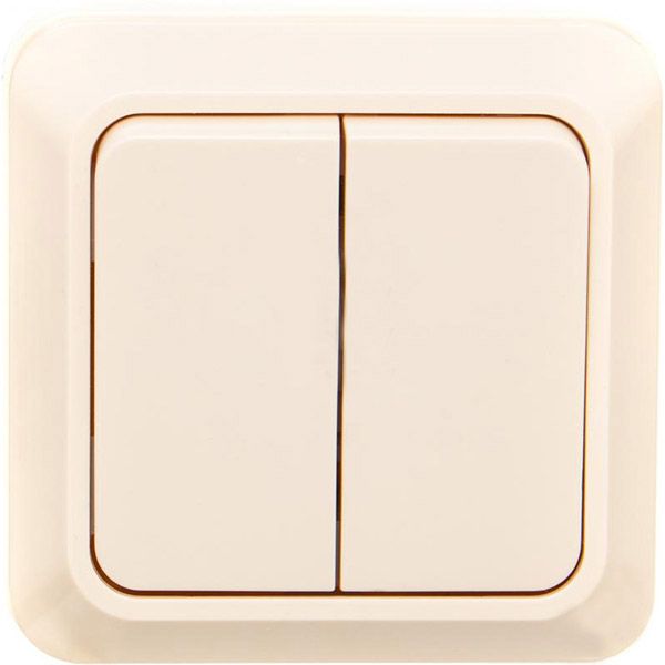 Вимикач двоклавішний UP! (Underprice) IP20 без підсвітки 10 А 220-250В кремовий BD-SWP.MZ20G2W1-CR