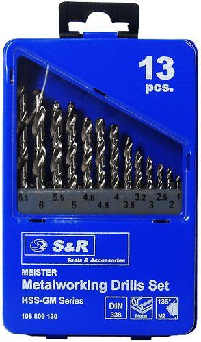 Набор сверл по металлу S&R Meister HSS 1,0-6,5 мм 13 шт. 108809130