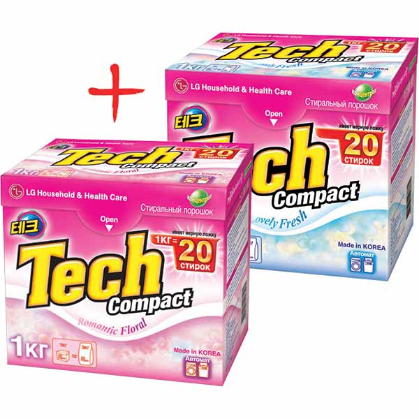 Пральний порошок Tech Lovely fresh 1 кг + Romantic floral 1 кг