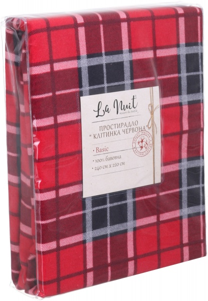 Простирадло Клітинка 220x240 см червоний La Nuit 