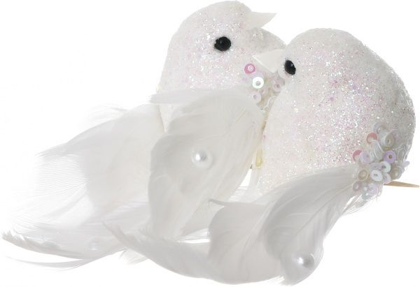 Новорічна декорація Пташки білі 14 см