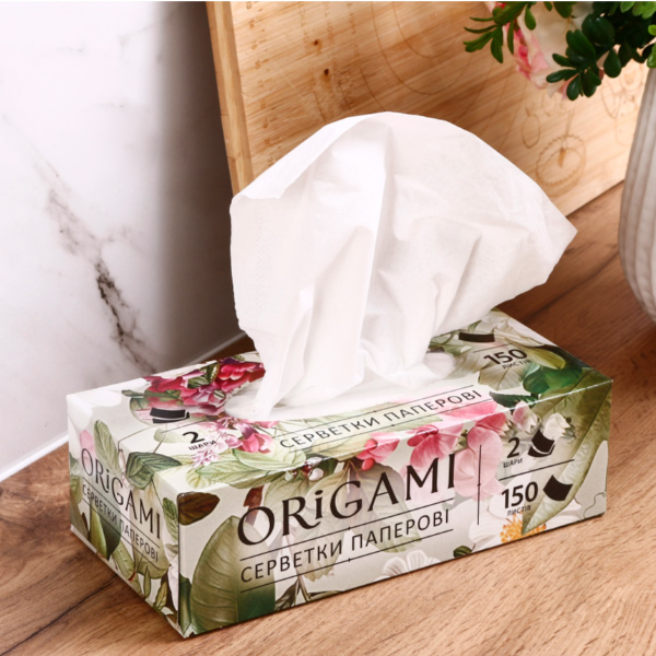 Салфетки косметические в коробке Origami 2 слоя 150 лист.