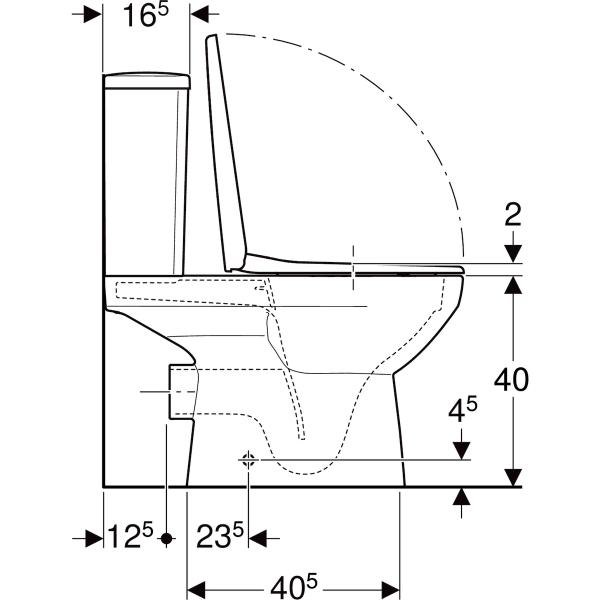 Унитаз-компакт Geberit Selnova Square 503.086.00.1, Rimfree, прямоугольная полузакрытая форма