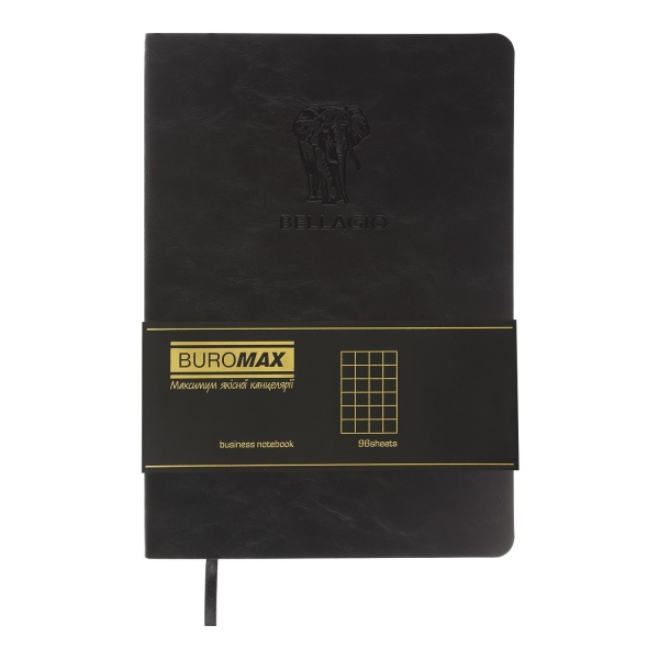 Блокнот недатований Bellagio А5 96 арк. клітинка чорний Buromax A5
