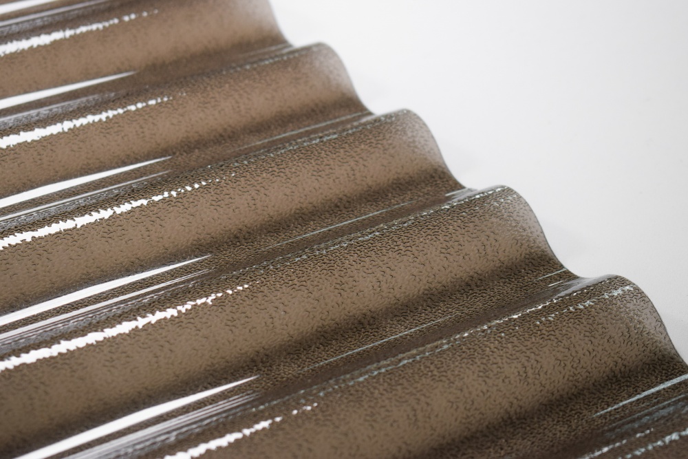 Гофрований монолітний полікарбонат TOMO Plex 1,1x1045x2000 мм хвиля текстурований бронзовий