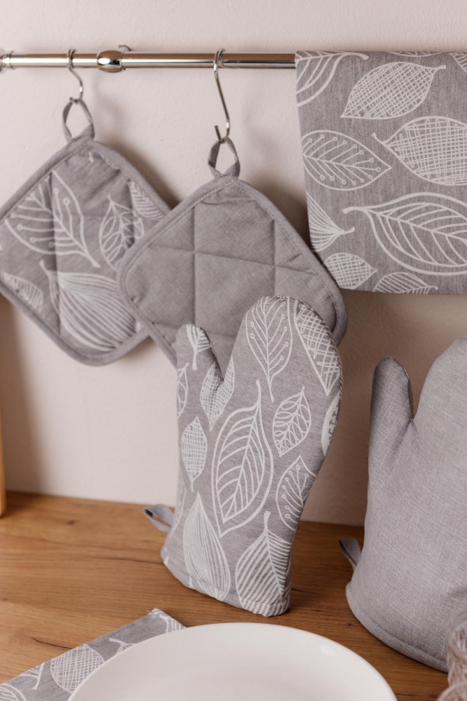 Прихватка Листя 20x20 см сірий Прованс