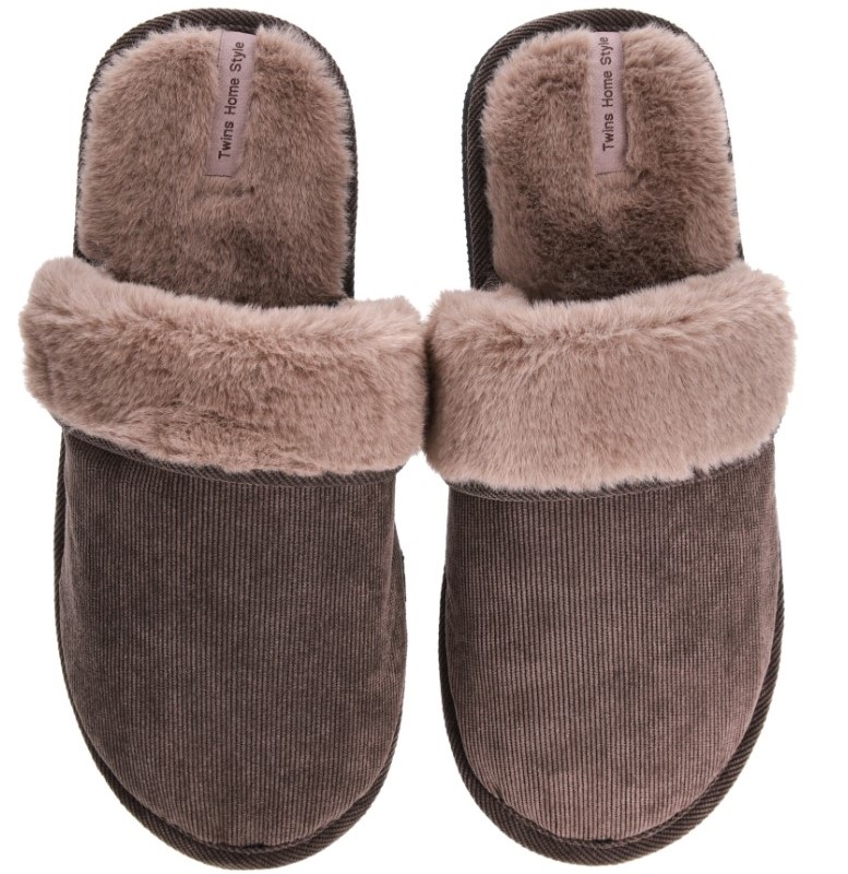 Тапки домашние Velvet с отворотом меховые 15872 р.40/41 коричневый