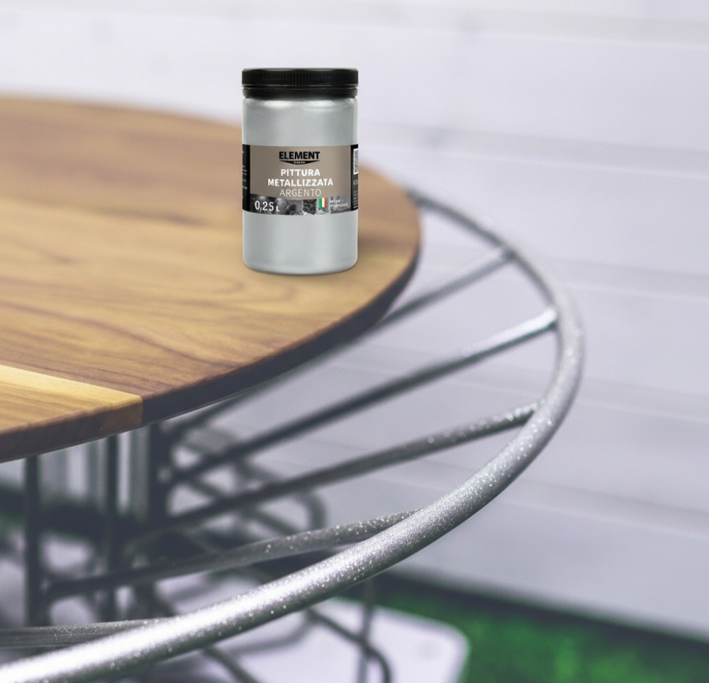 Фарба акрилова Element Decor металізована Pittura metallizzata Argento металевий срібний 0,1л