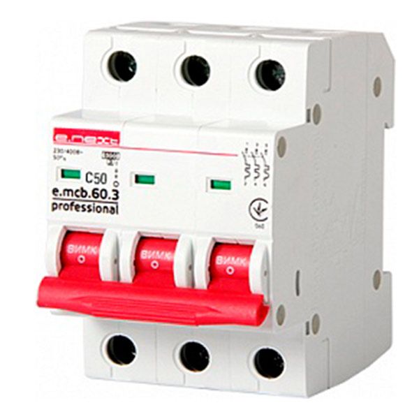 Автоматичний вимикач E.NEXT e.mcb.pro.60.3.С50, 3р, С50А, 6 кА p042036