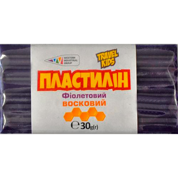 Пластилин восковый фиолетовый TRAVEL KIDS 30 г Western Industrial Group