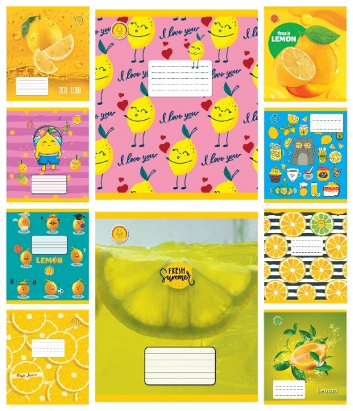 Тетрадь школьная АРОМАТНЫЙ ЛИМОН в ассортименте 48 лист Тетрада