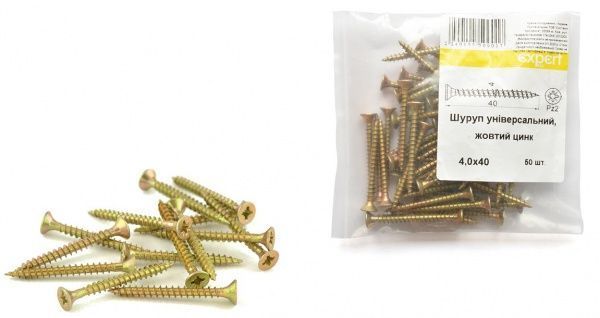 Шуруп універсальний потайна головка ЦЖ 4x40 мм 50 шт. жовтий Expert Fix