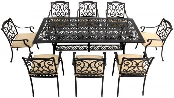 Комплект мебели металлической стол и 8 кресел черный 