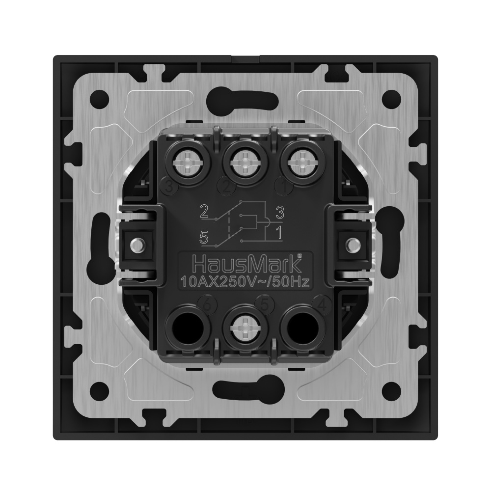 Вимикач перехресний одноклавішний HausMark Bela з підсвіткою чорний
