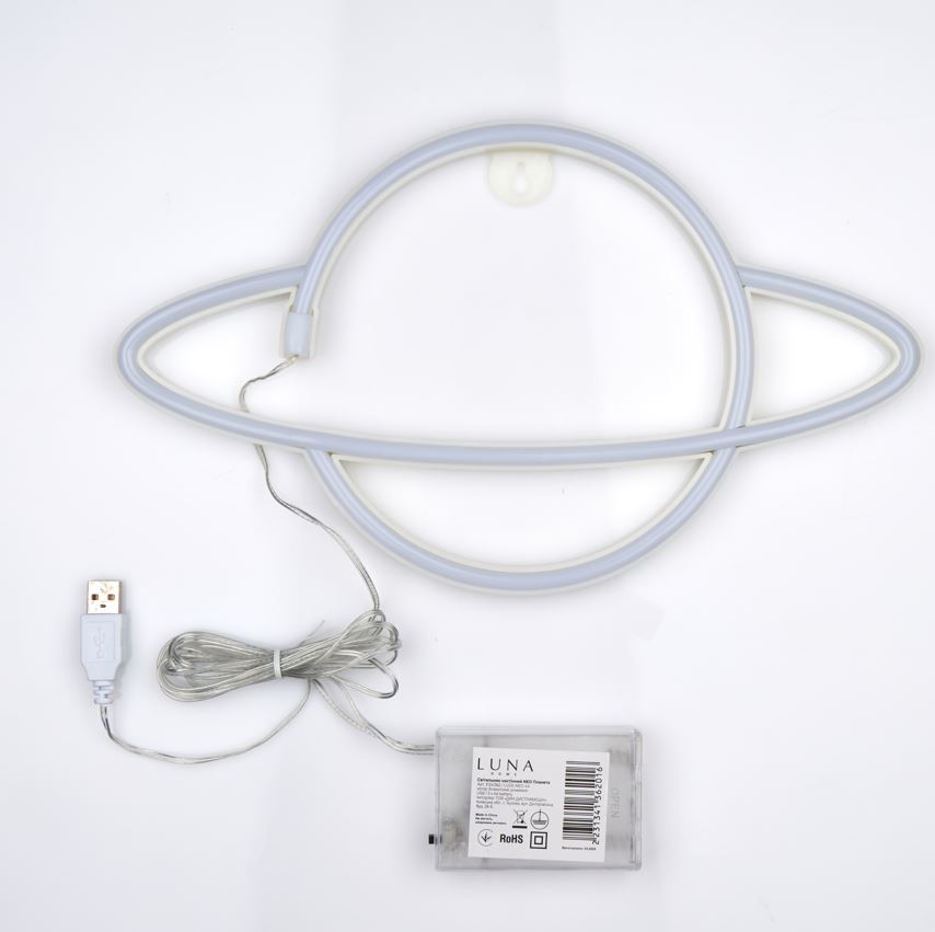 Неоновая вывеска Luna LUDS-NEO-44 Планета теплый белый/синий/розовый