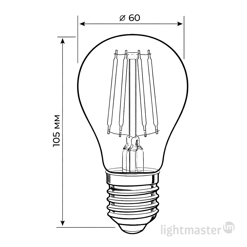 Лампа светодиодная LightMaster LB-662 Filament Deco A60 8 Вт E27 4000 К прозрачная 81049