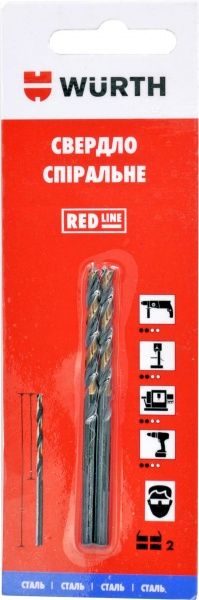 Сверло по металлу WURTH Red Line HSS DIN338 24x49 мм 2 мм 2 шт. 0624720902