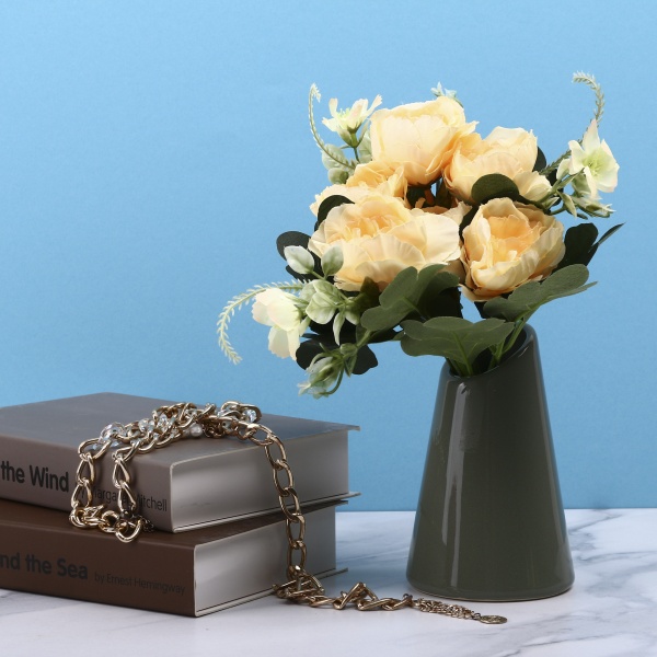 Ваза керамічна Eterna зелена хвиля 4,5х4,5х13 см 105-13 