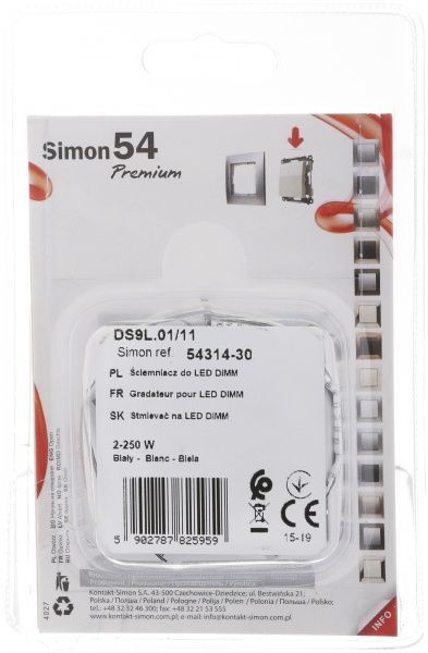Светорегулятор Simon 54 250 Вт 20 IP белый DS9L.01/11
