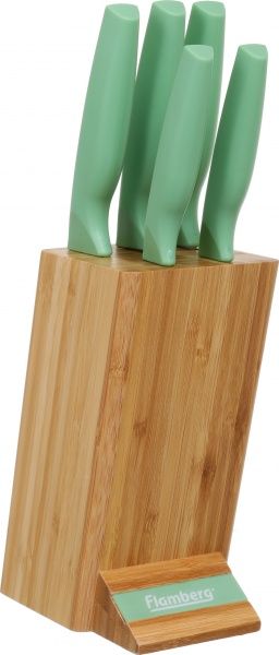 Набір ножів на підставці 6 предметів салатовий Flamberg Smart Kitchen