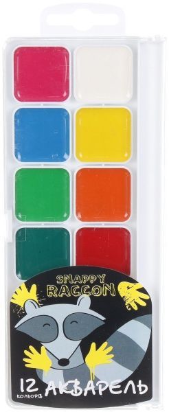 Краска акварельная Raccoon 12 цветов без кисточки 