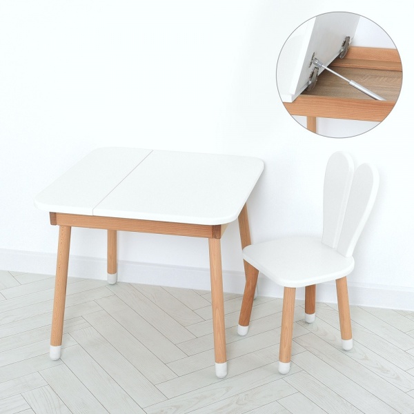 Комплект стіл і стілець ArinWOOD Зайчик Desk з ящиком білий 04025 
