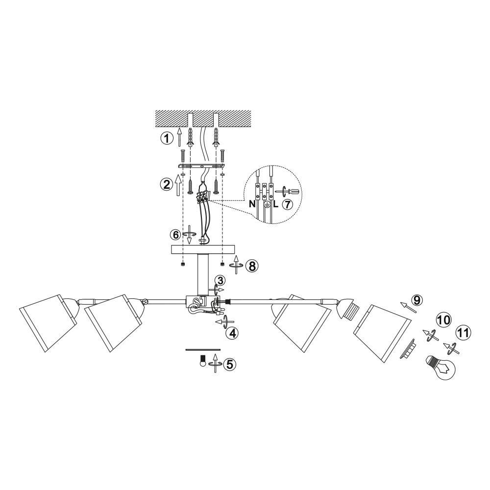 Люстра Miorro Comfort металл/стекло 6x40 Вт E27 хром 51-311-030