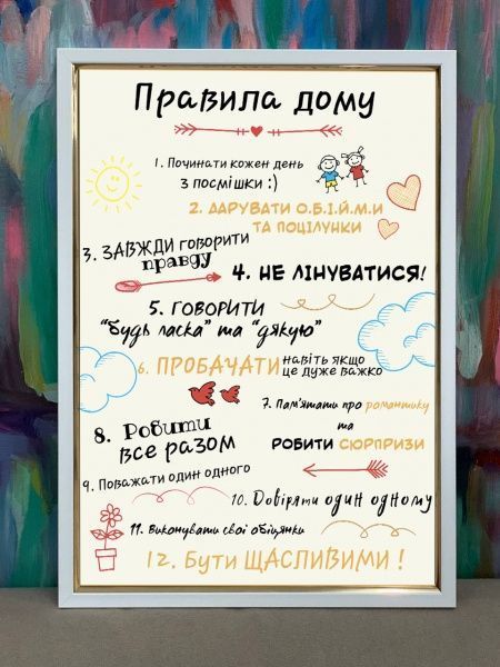 Постер Правила дому (белый) Posterclub 