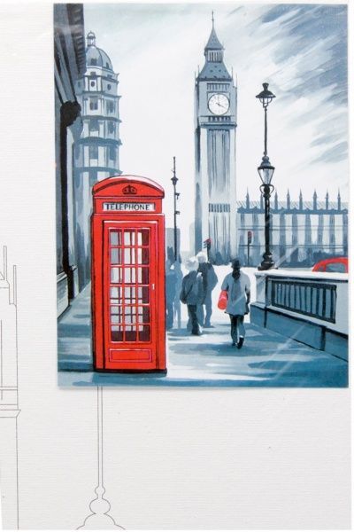 Полотно Этюд на картоне сконтуромГородаЛондон30х40хлопокакрил 4820149889924