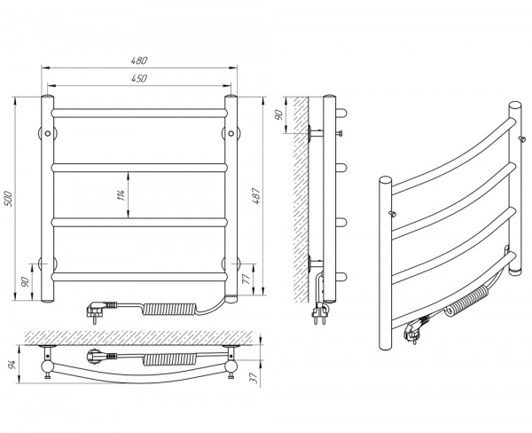 Рушникосушарка електрична Evro-Termo Толедо П4 450х500 П П S3