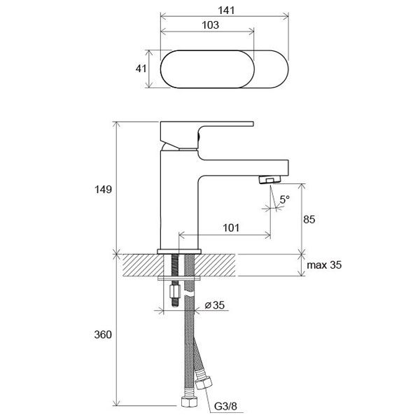 Смеситель для умывальника Ravak CR 012.00