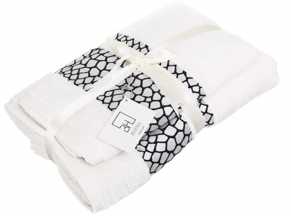 Набір рушників Rhomb 50х90+70х140 450г/м2 молочний Begenal 