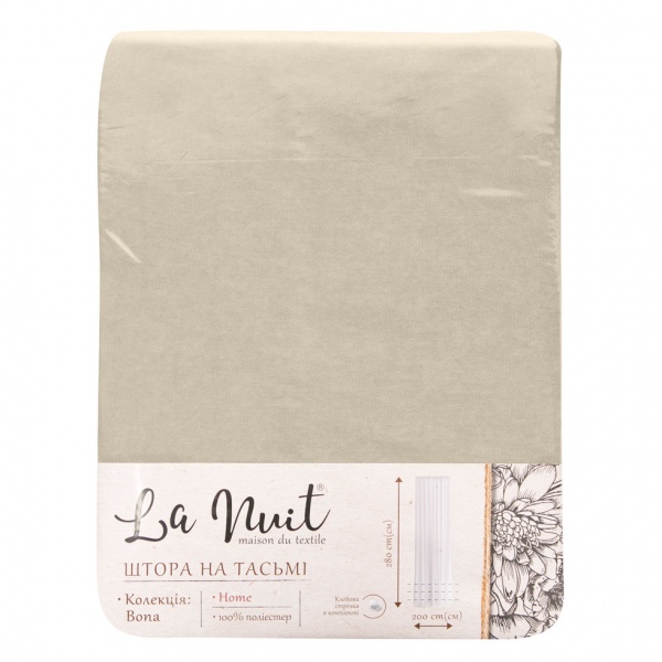 Штора BONA 150х280 бежево-сіра La Nuit