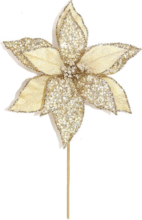 Цветок декоративный пуансетия кристаллическая 29 x 30 см 2 цвета в ассортименте серебро / золото