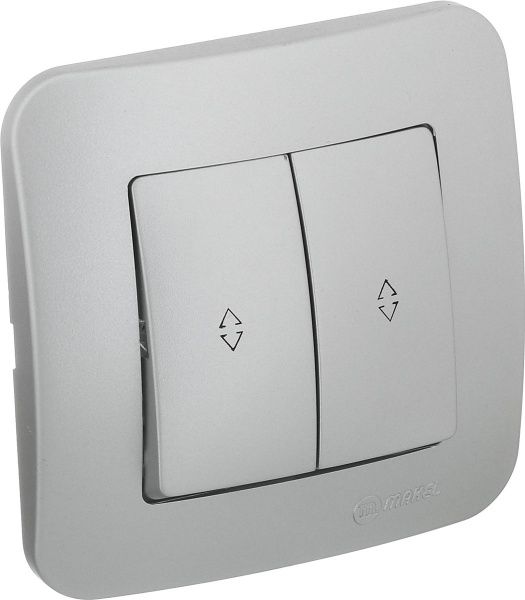 Вимикач прохідний двоклавішний Makel Lillium Natural без підсвітки 10 А 250В сріблястий