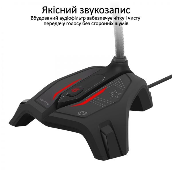 Мікрофон Vertux Streamer-2 LED, USB Black